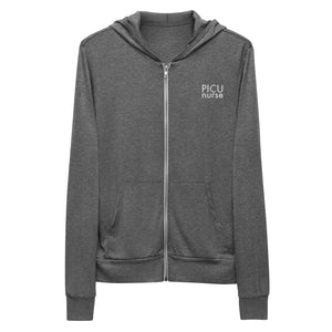 Minimal PICU Nurse Zip-Up Hoodie