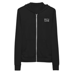 Minimal PICU Nurse Zip-Up Hoodie