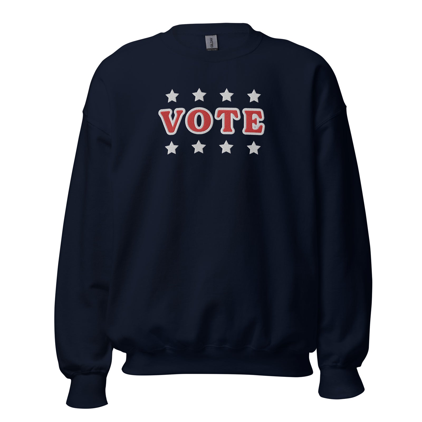 Vote Embroidered Crewneck - Navy & Red