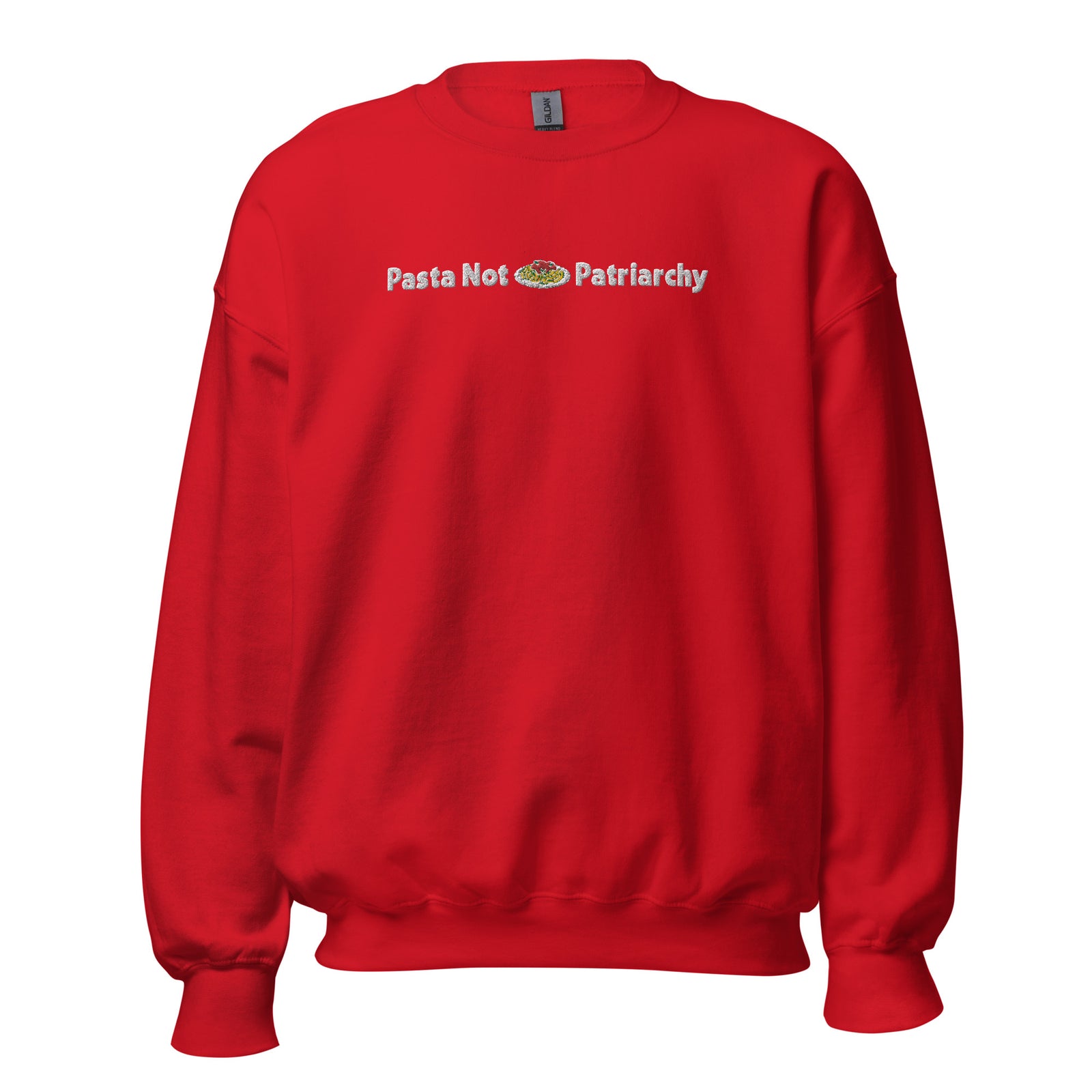 Pasta Not Patriarchy Red Crewneck
