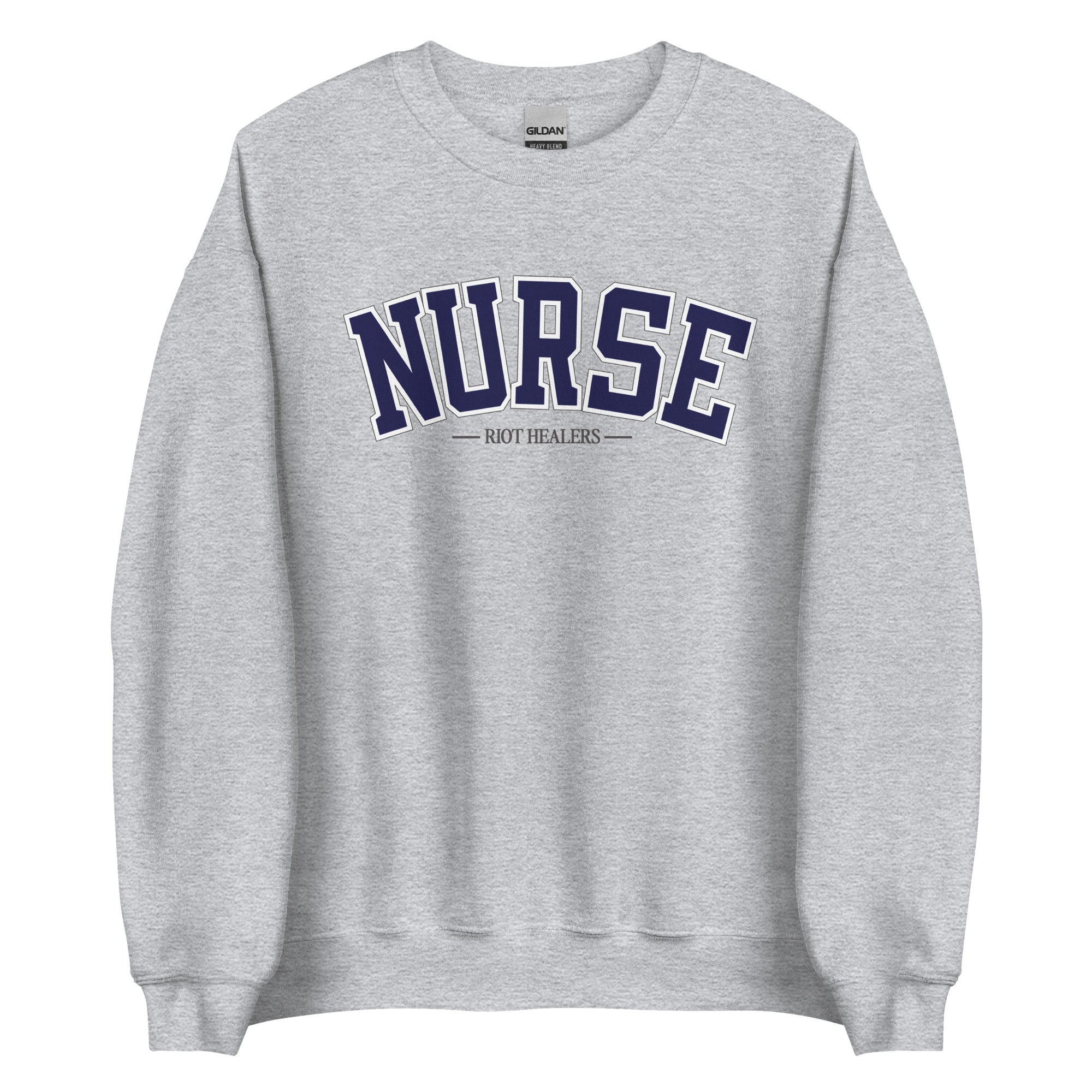Nurse Collegiate Crewneck - Grey & Navy