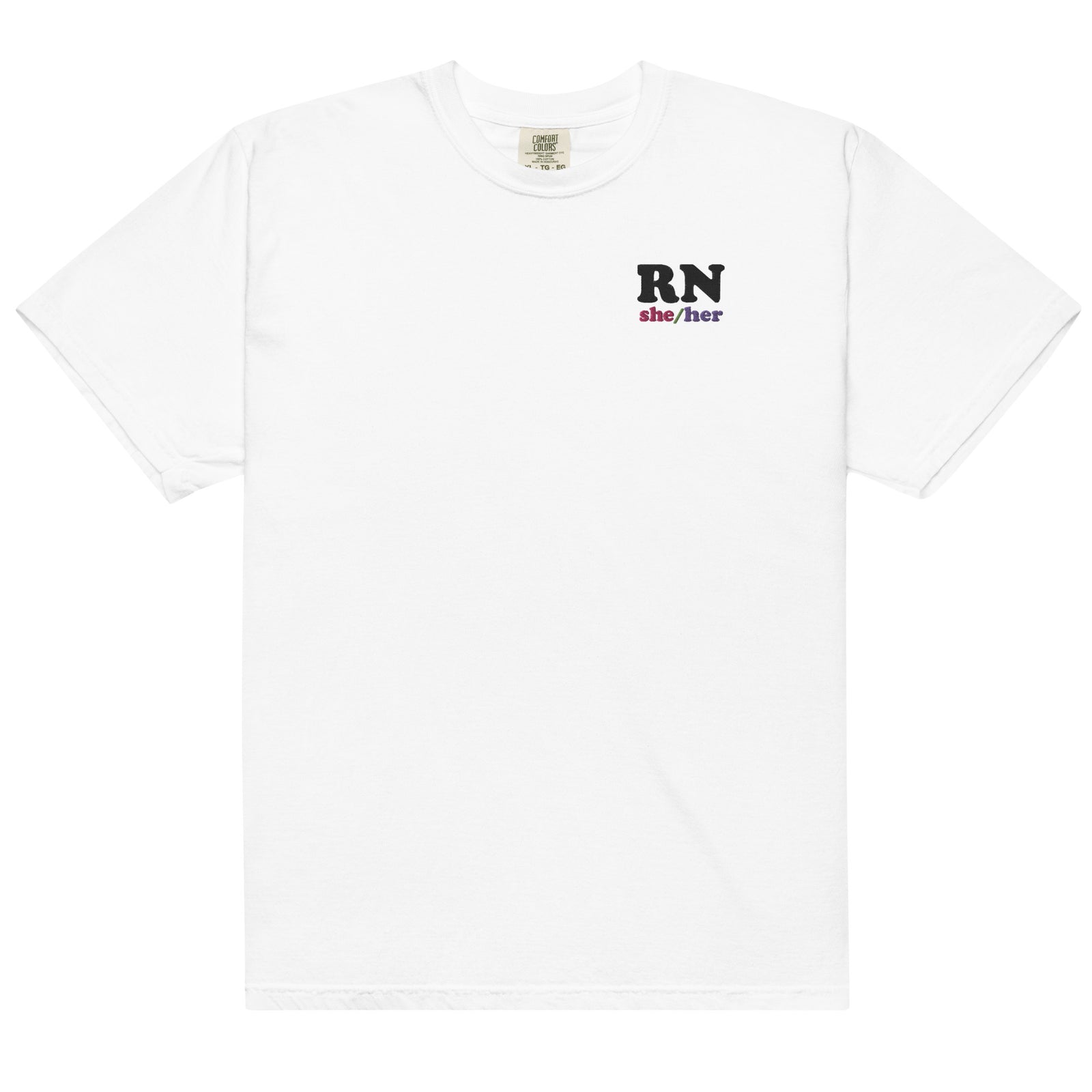 RN (she/her) Embroidered Colorful Tee