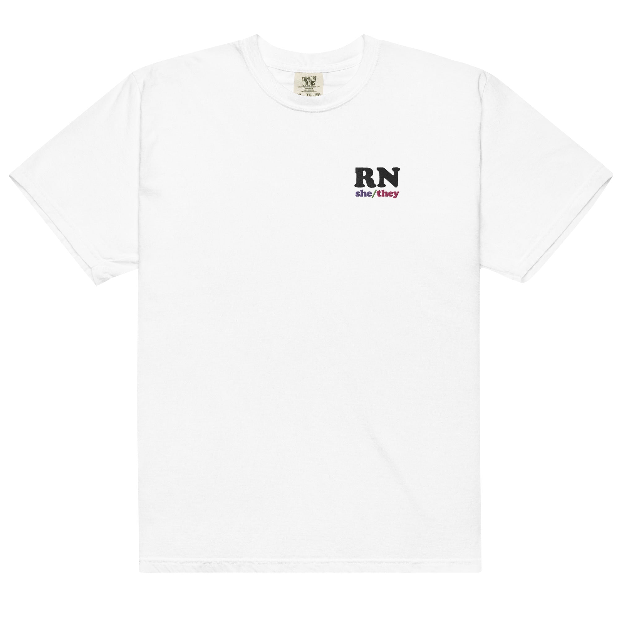 RN (she/they) Embroidered Colorful Tee