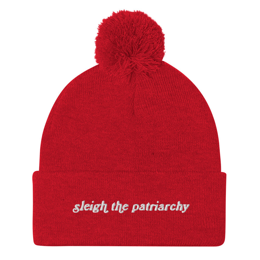 Sleigh the Patriarchy Pom-Pom Beanie