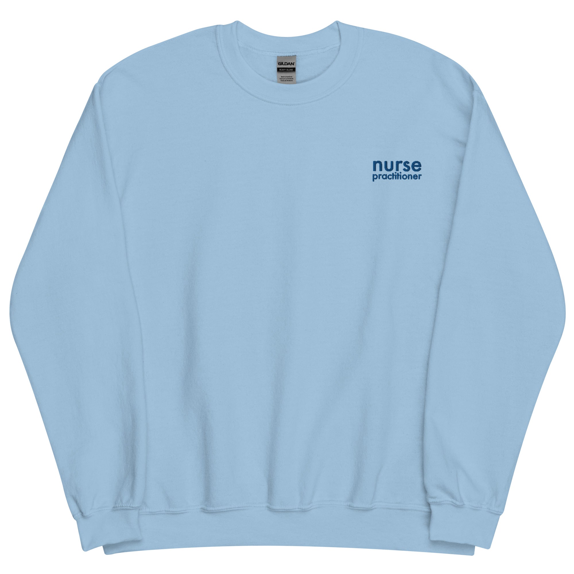 Minimal Nurse Practitioner Blue on Blue Crewneck