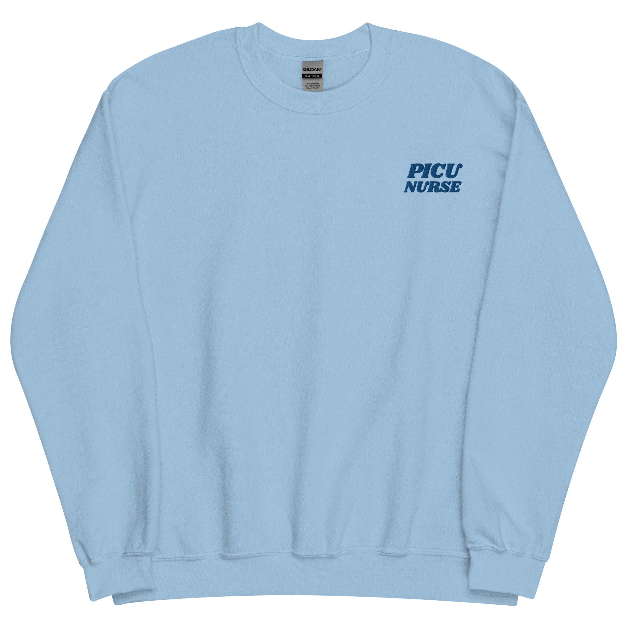 PICU Nurse Crewneck Blue on Blue