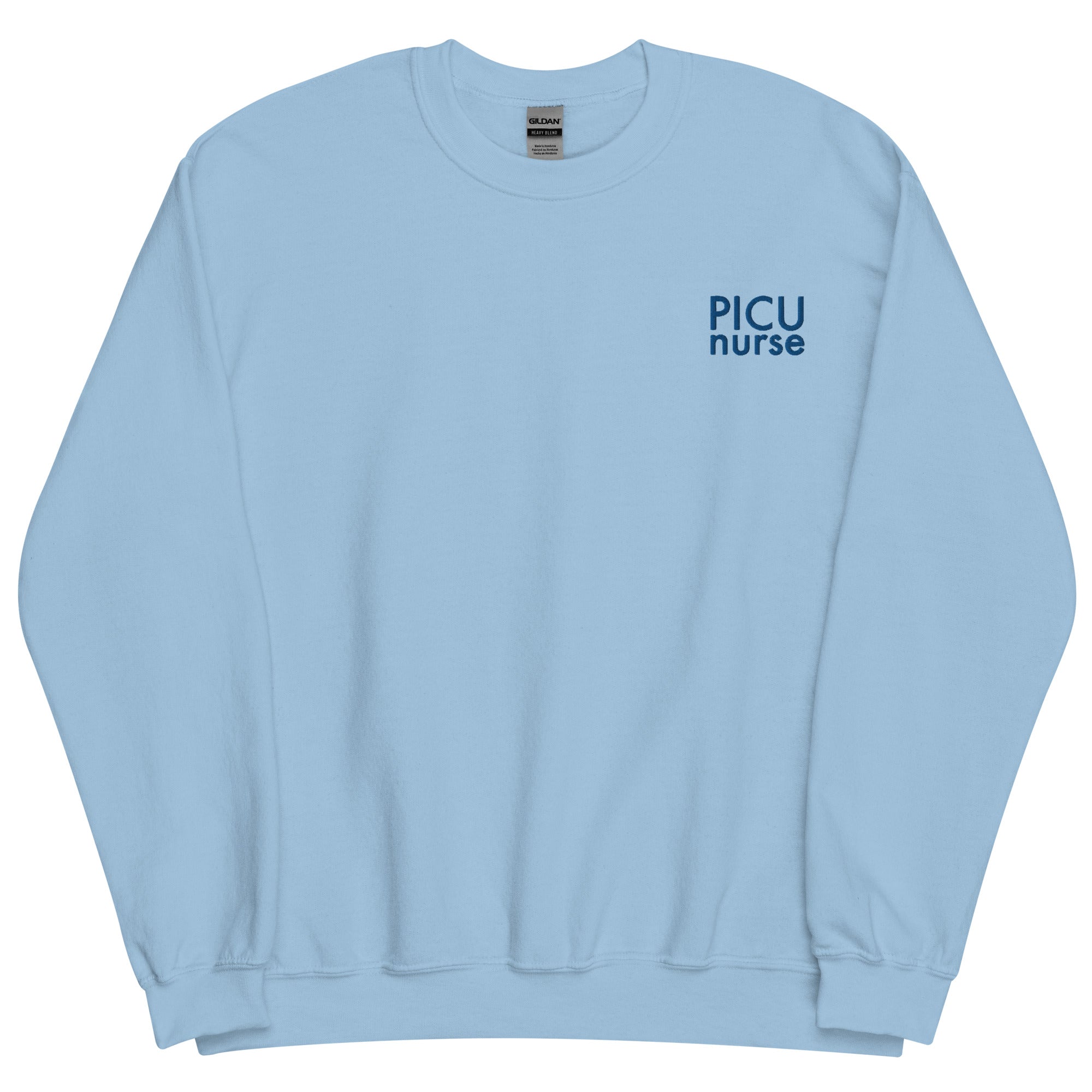 Minimal PICU Nurse Crewneck Blue on Blue