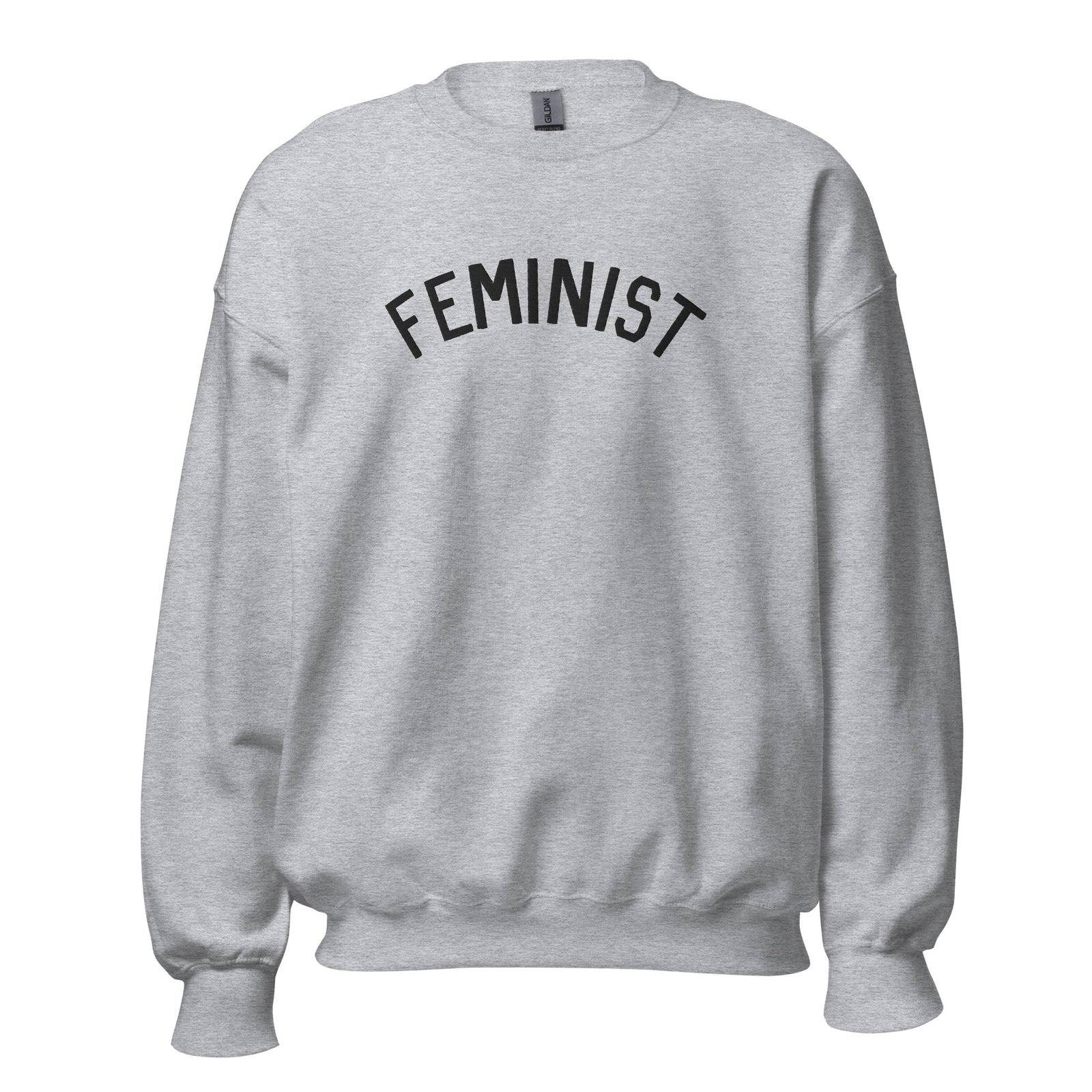 FEMINIST EMBROIDERED CREWNECK - GREY