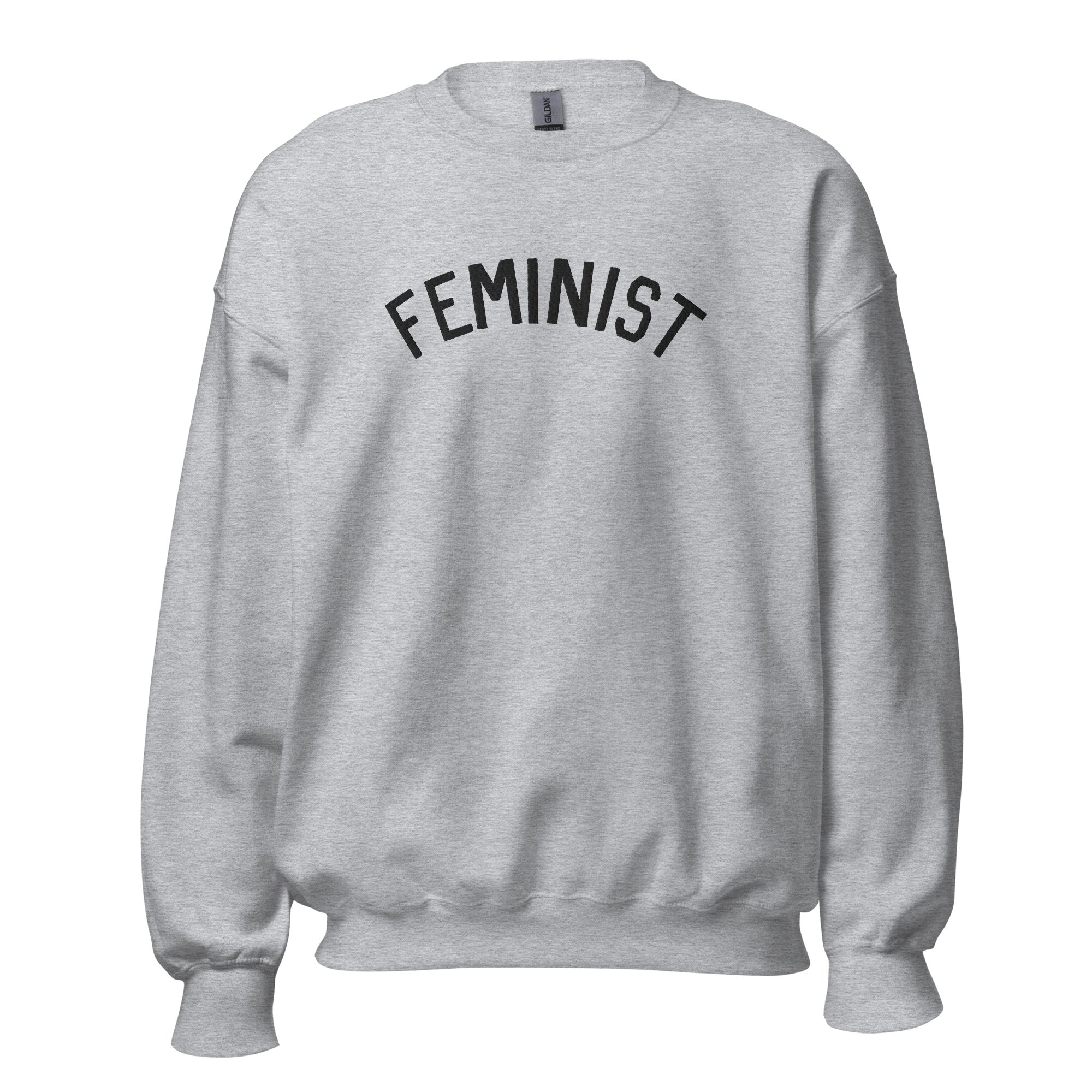 FEMINIST EMBROIDERED CREWNECK - GREY